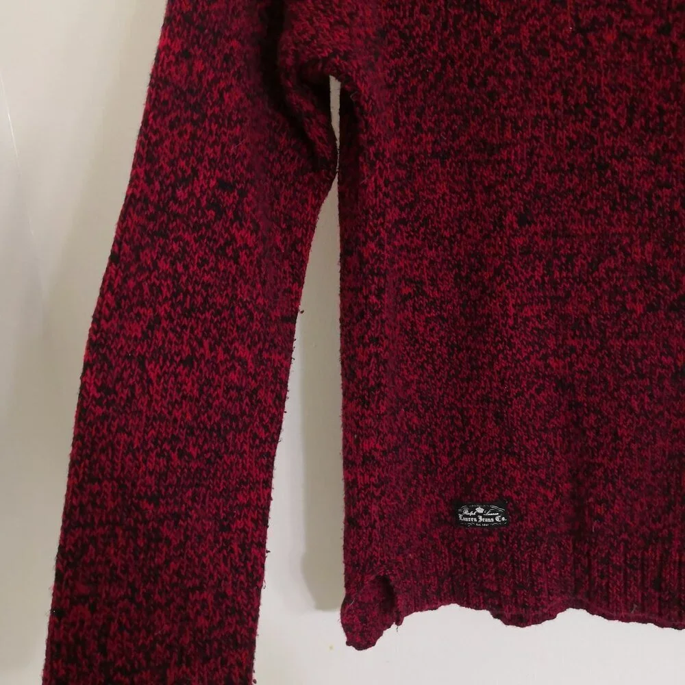 LRL Cotton Blend Red Black Marled Roll Neck Sweater Size‎ M